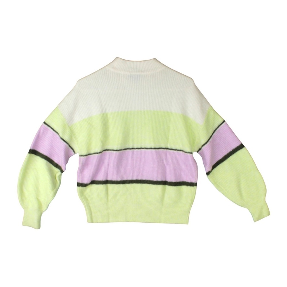 NWT Ann Taylor Striped Colorblock Crew Neck Ribbed Sweater Small White Chunky S - Picture 2 of 12